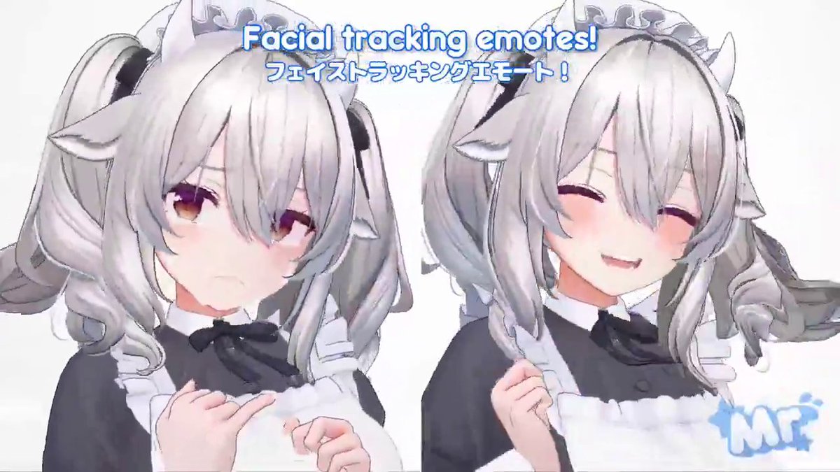 denfaminicogame's tweet photo. かわいすぎるフェイストラッキング紹介動画が話題に。笑顔や困り顔などさまざまな表情にくわえ、舌の動きまで追跡する作り込みがすごい
https://t.co/ZFOjCEtyne

MrSauce!氏による「ミルティナ」向けアドオン。別途3Dモデルとあわせて購入することでVRChatなどで利用が可能に https://t.co/ddhVXlgwE0