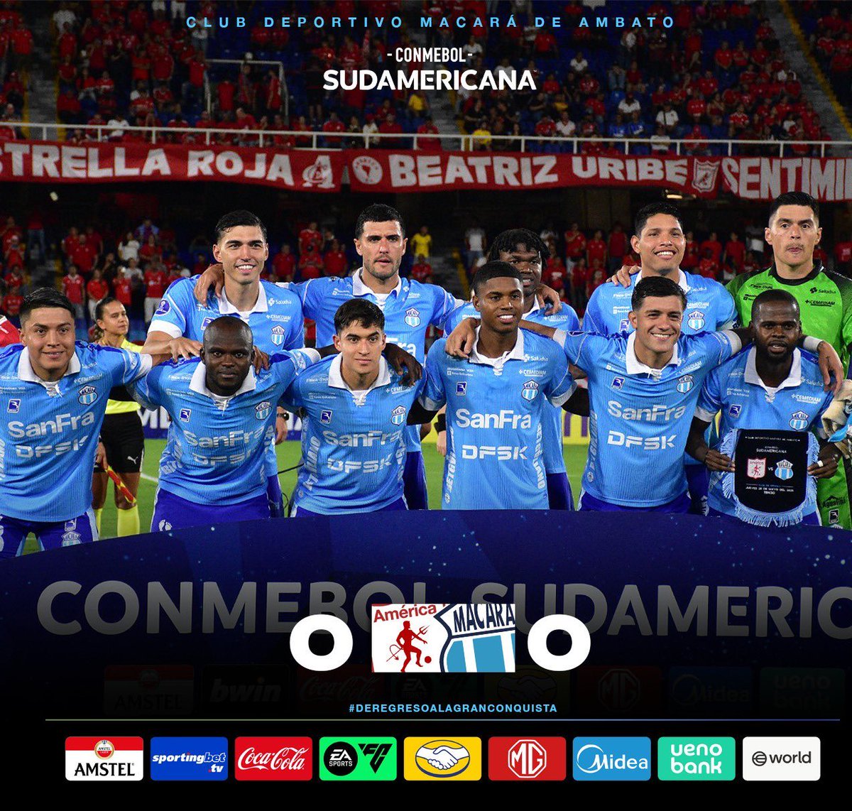 alinroberto's tweet photo. Noche Histórica

@Macara_Oficial (86 años) disputa su tercera @Sudamericana (2019, 2021 y 2026).
La última fue histórica: 1er lugar del grupo A con 10 puntos, 2 victorias y 4 empates. Superó a Tigre, América de Cali y Alianza Atlético. https://t.co/rRRxDKxLgE