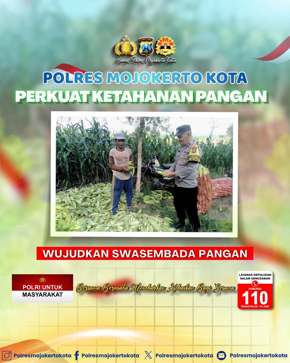 DawarHumas's tweet photo. Polres Mojokerto Kota Berkomitmen Berperan Aktif Mendukung Program Asta Cita Presiden RI Dengan Memperkuat Ketahanan Pangan Untuk Mewujudkan Swasembada Pangan

#Swasembadapangan
#swassembadajagung
#polisicintapetani
#ketahananpangan
#astacitapresiden https://t.co/KUuBRtpnaT