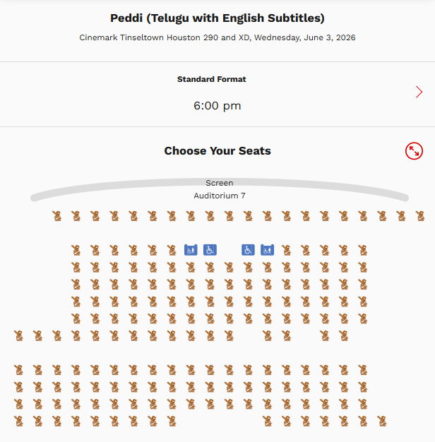 PrathyangiraUS's tweet photo. #PEDDI - HOUSTON FANS ON FIRE 🔥

@Cinemark Houston 290 - 6PM Show CLEAN SWEEP 💥⚡️

#RamCharan @AlwaysRamCharan https://t.co/fovj3kp9G5