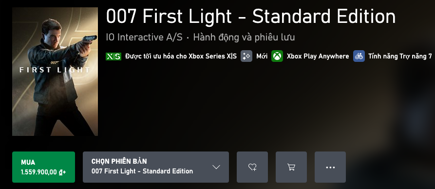 redphx's tweet photo. 007 First Light price in Vietnam:
- Steam: $40
- Xbox: $60

I don't have a PC. This is why I no longer buy games at full price on Xbox. Now I only buy games when it's on sale, at least 50% off, max $20, and only games that are available on Xbox VN store (with some exceptions). https://t.co/l20Hx2Ywkx