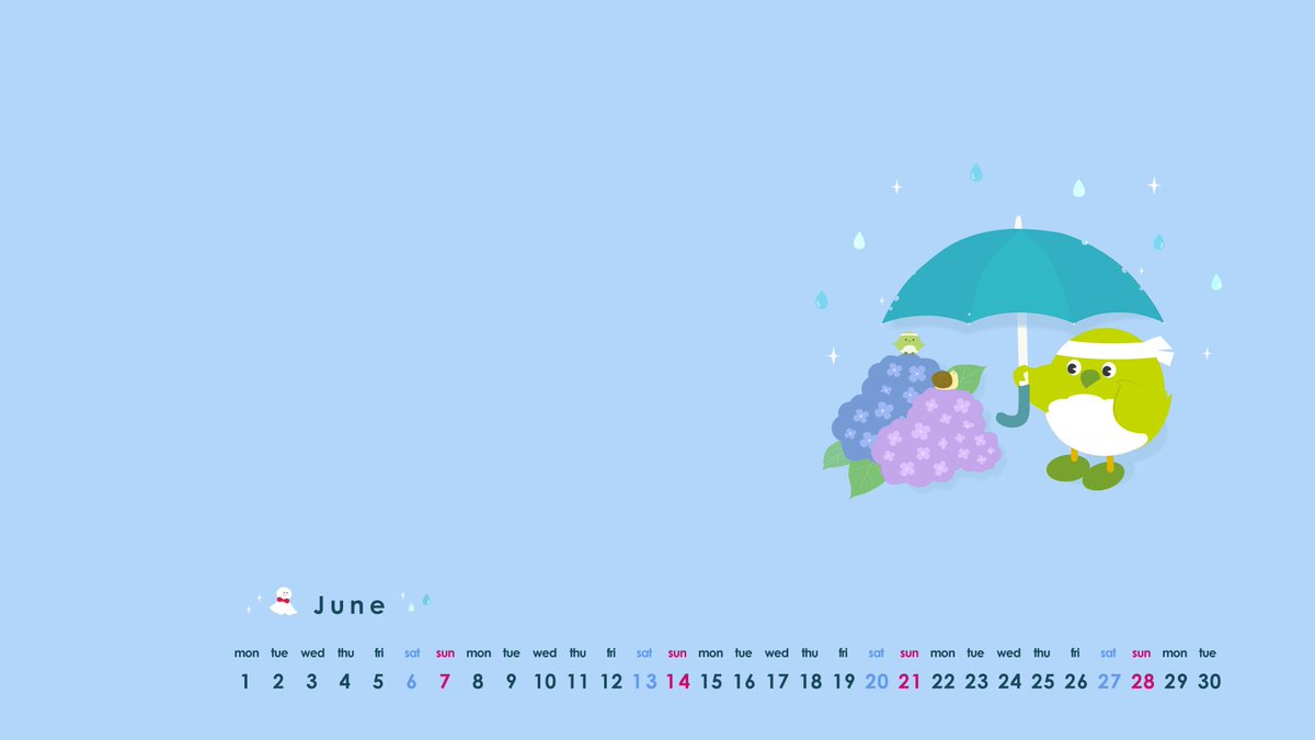 oitapref's tweet photo. 🌂めじろんカレンダー壁紙６月🌂
今月のテーマは・・・
『お気に入りの傘をさして、かたつむりくんとおしゃべりしたよ🐌☔』です！
大分県HPからもダウンロードできるので、好きなものを使ってね！
https://t.co/5eHXimmLIR https://t.co/VZtlKR9vu9