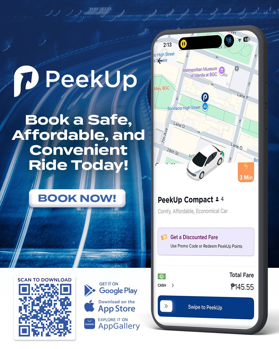 PeekUpOfficial's tweet photo. Wherever you need to go, PeekUp makes every trip smoother and hassle-free.

Safe rides, affordable trips, and everyday convenience, all in one app.

Book your new ride now to keep earning points for our PeekUp Summer Sulit Rides Promo!

#YourNewRide #PeekUp #5STAR https://t.co/fbTItiMnEk