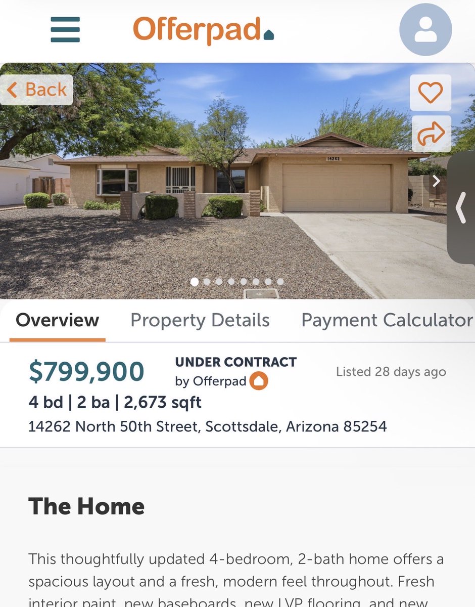 CapitalSqueez's tweet photo. $OPAD Offerpad got this high end $800K house under contract in 14 days. 

This is an example of going for higher priced houses for better gross profit margins. The street isn’t pricing this in at all. 

Offerpad Bought at $700K, and selling for $800K. https://t.co/Wk8ZiWLrLY