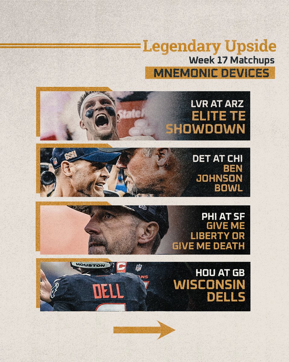 LegendaryUpside's tweet photo. Week 17 is all that matters. Memorize the mnemonics or remain a slappy. https://t.co/9cGX2UXoqY