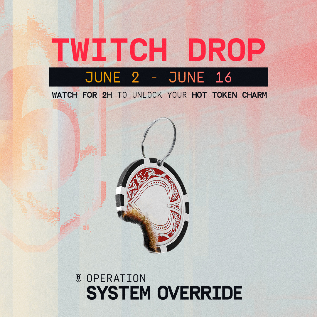 Rainbow6Game's tweet photo. New season means new DROPS! 🪙

Starting June 2 at 6AM PDT, watch official Siege channels + partner streams to claim this exclusive charm 🎰 https://t.co/6EQ0J4effo