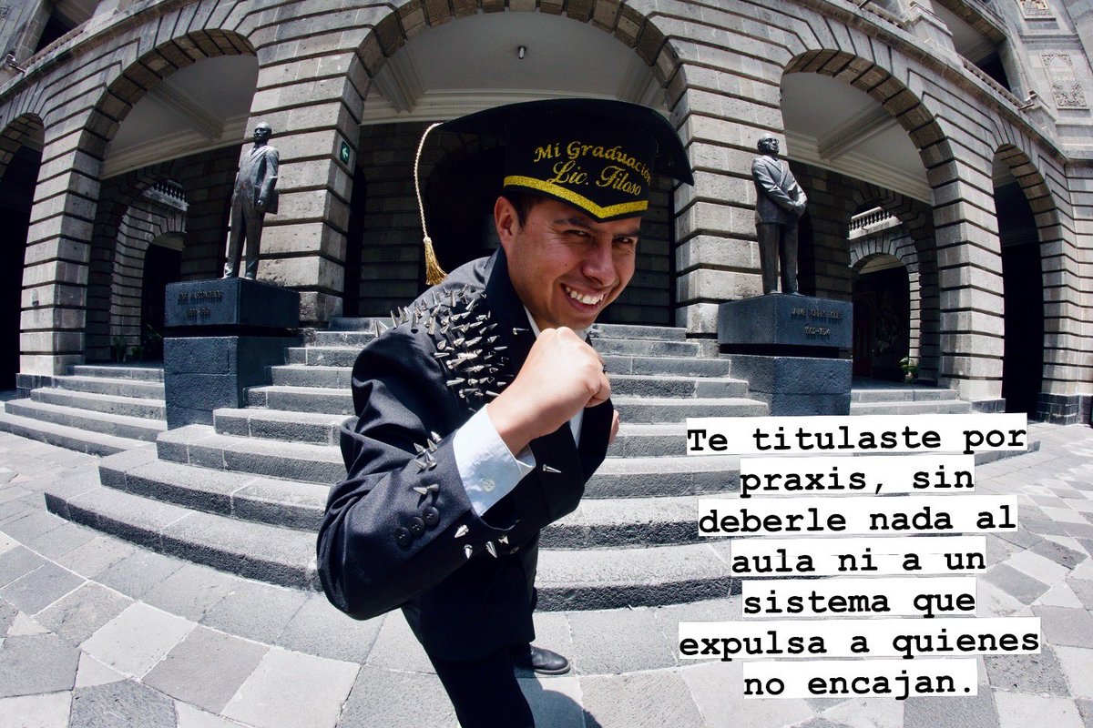 IsmaelFiloso's tweet photo. ¡Lo lograste!

Te titulaste por praxis, sin deberle nada al aula ni a un sistema que expulsa a quienes no encajan. 

No tienes foto de generación. Sólo un alma brava para arrebatar la licenciatura.

"No sé lo que quiero, pero sé cómo conseguirlo." — Sex Pistols.

Att: Lic. Filoso https://t.co/jQeWlwl6cq