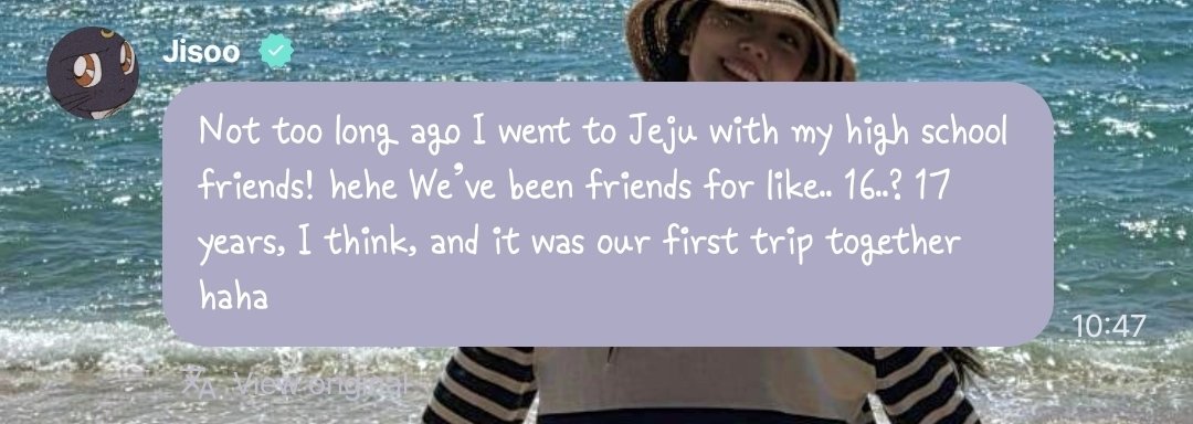 ForeverKimJisoo's tweet photo. 052926 JISOO APP update🐰

Jisoo said she went to Jeju with her HS friends of 16-17 yrs 🥹

Be the first to catch JISOO updates—subscribe now at https://t.co/hgu3ErddP4!💜 https://t.co/Erru2gc8Bj