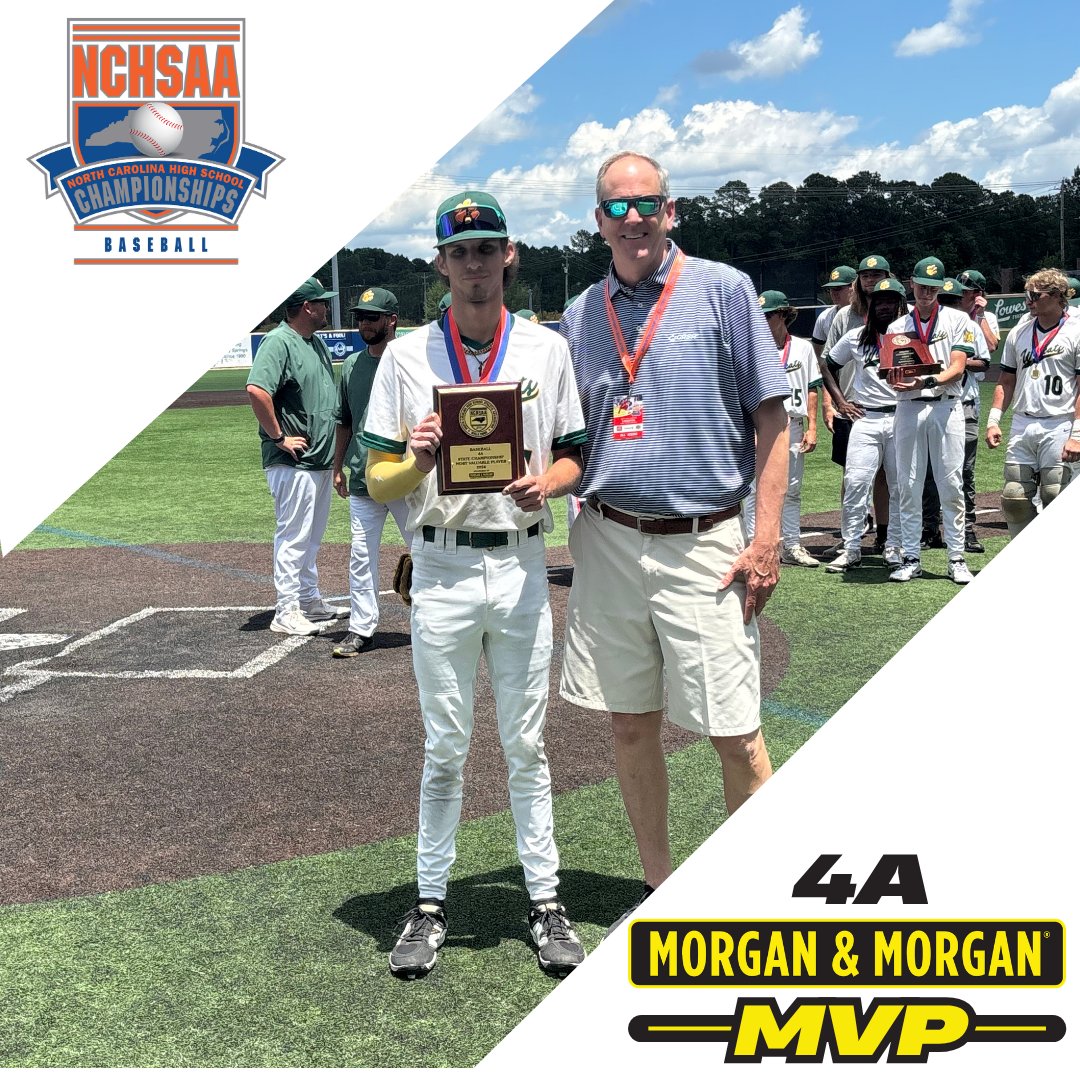 NCHSAA's tweet photo. Congratulations to the 4A and 3A Baseball MVPs, presented by Morgan and Morgan! ⚾  

🏆4A - Caleb Johnson, @BunnWildcatsFCS
🏆3A - Layton McLean, @WHSDiamondBB

#NCHSAABase #NCHSAAGameLockedIn @raleighncsports @ToHollySprings @forthepeople https://t.co/TncNUm3oF5