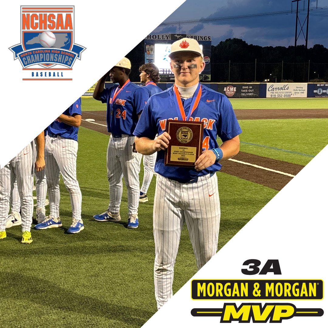 NCHSAA's tweet photo. Congratulations to the 4A and 3A Baseball MVPs, presented by Morgan and Morgan! ⚾  

🏆4A - Caleb Johnson, @BunnWildcatsFCS
🏆3A - Layton McLean, @WHSDiamondBB

#NCHSAABase #NCHSAAGameLockedIn @raleighncsports @ToHollySprings @forthepeople https://t.co/TncNUm3oF5