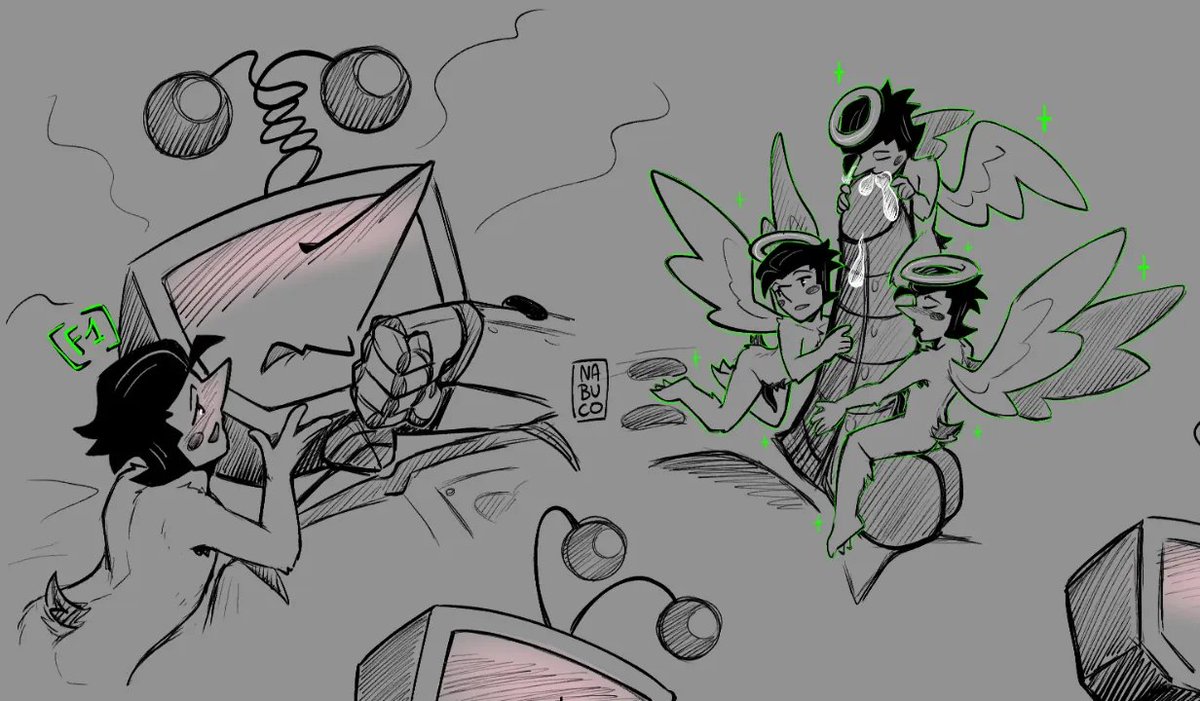 skaicy's tweet photo. Naaah I wanted to draw something freaky for this time !! 🫣 

The two first are ideas I have since a moment, the third is an idea that I had when I drew my last chapter.  

#deltaruined #spamtenna #tenna #spamton https://t.co/zyg6g7ceNV