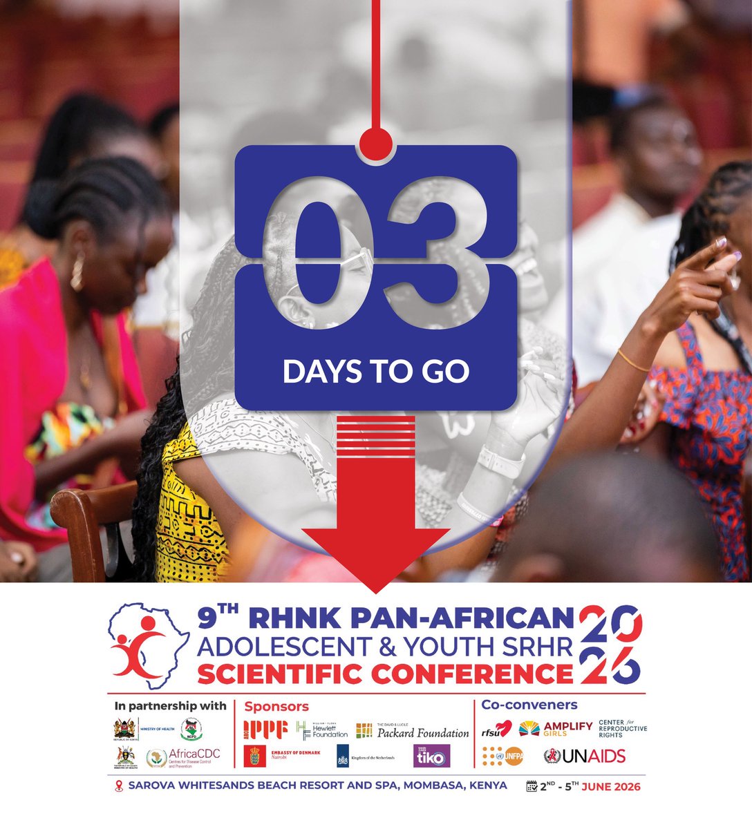 rhnkorg's tweet photo. 3 days to go.

In just a few days, Africa’s young leaders, researchers, advocates and partners will gather for a convening centered on action, collaboration and lasting impact.

A space to exchange bold ideas.
Strengthen meaningful partnerships.
Elevate youth voices.
And co-create solutions that respond to the realities young people face across the continent.

The countdown is almost over.

#RHNKPanAfricanConference2026
