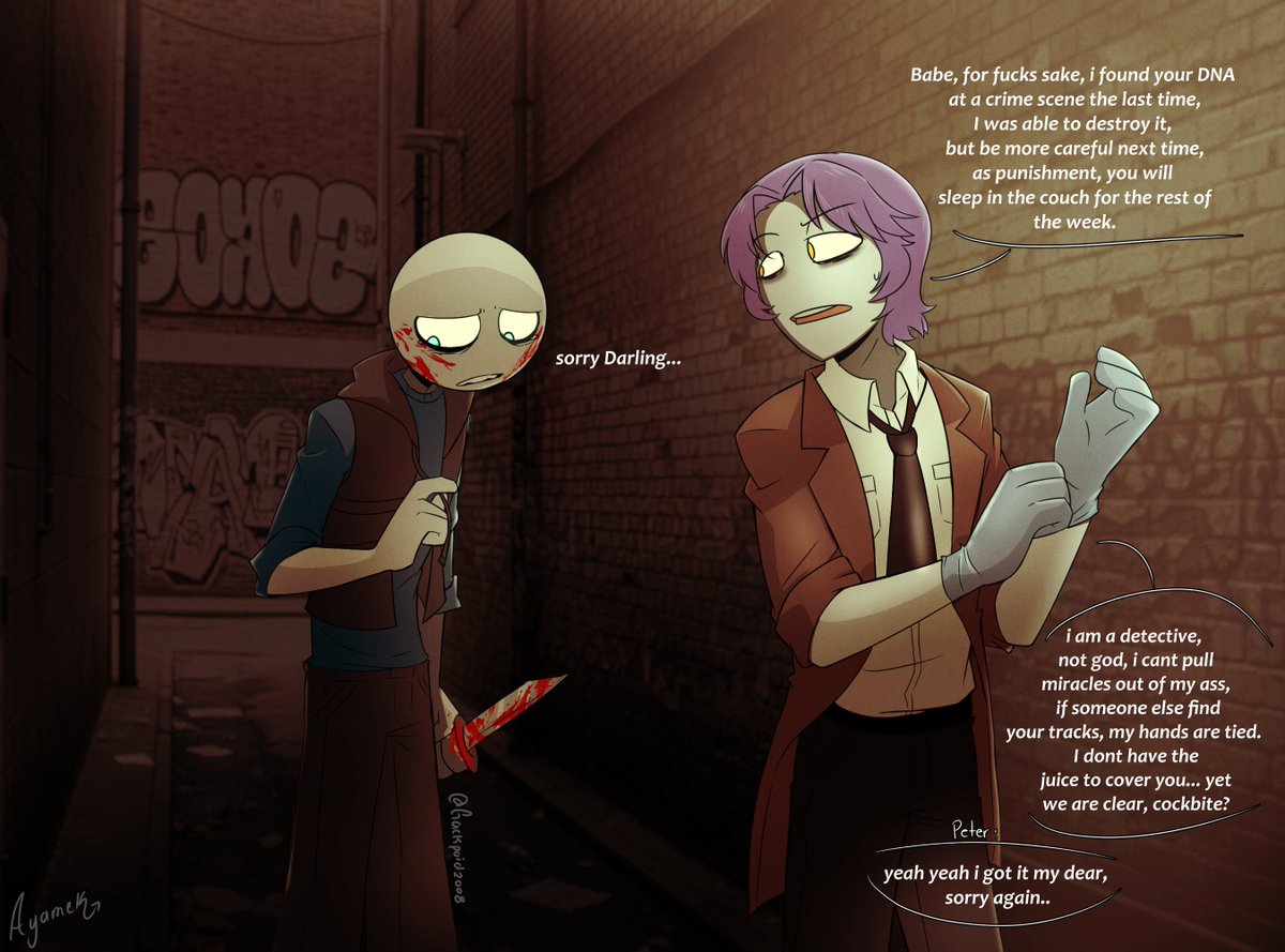 Gackpoid2008's tweet photo. Idea que encontre en pinterest:
Detective corrupto x Asesino
Taro es un detective de la policia pero esta en pareja con Peter que anda por ahí asesinando gente...
Taro esta al tanto de estos crimenes, asi que hace lo que puede para que no atrapen a su amorcito.
#YourBoyfriendGame https://t.co/v5YkGEQ72C