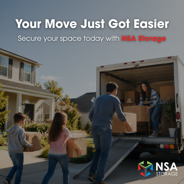 NSA_SelfStorage's tweet photo. Big moves start with more space. From packing day to settling in, NSA Storage helps keep your move simple, organized, and stress-free. Find the space you need today! https://t.co/S9ePPb99H6