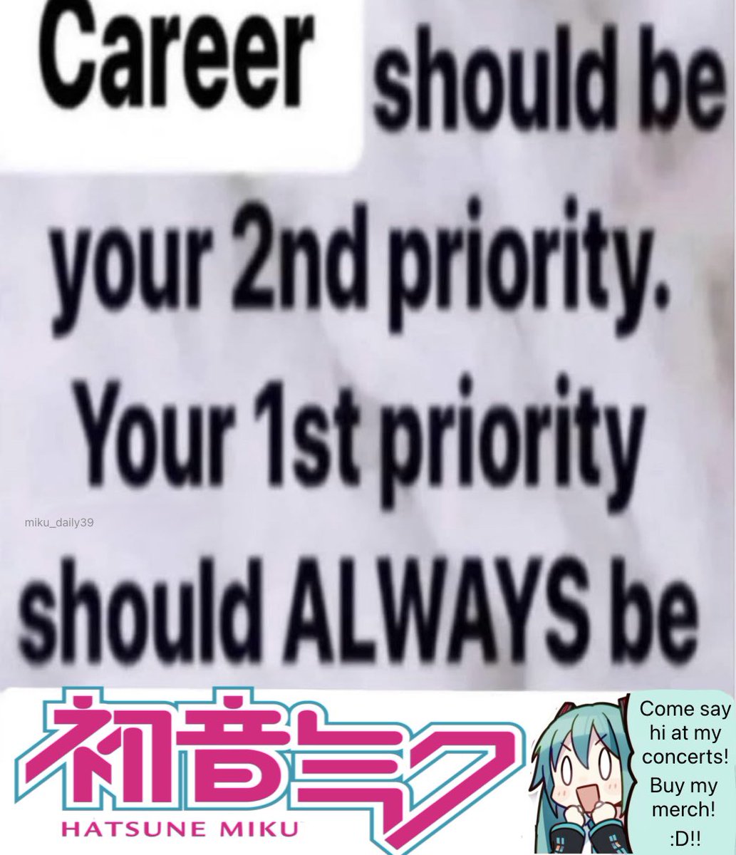 miku_daily39's tweet photo. Get ur priorities straight!! You wouldn’t wanna disappoint her would ya?! https://t.co/5MGKnCxJwo