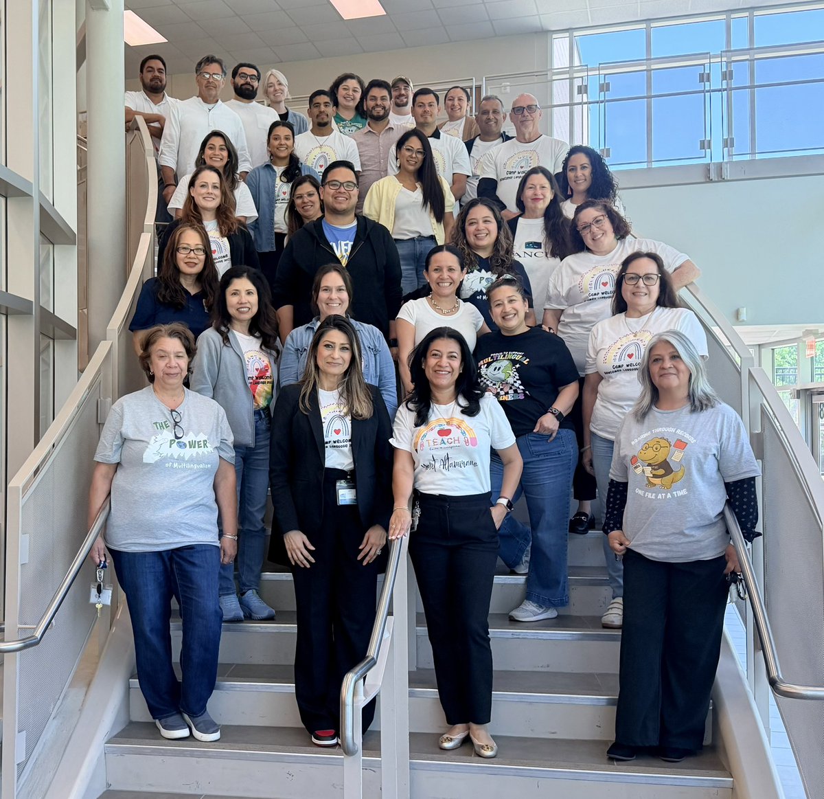 SBISDML's tweet photo. And just like that the Camp Welcome team is ready for Monday! We are so excited to have a great summer with our newcomer students! @irmacmedina1218 @PrestonMarthaJ @fernandoESL @TecJulie https://t.co/l9J5CaPnnN