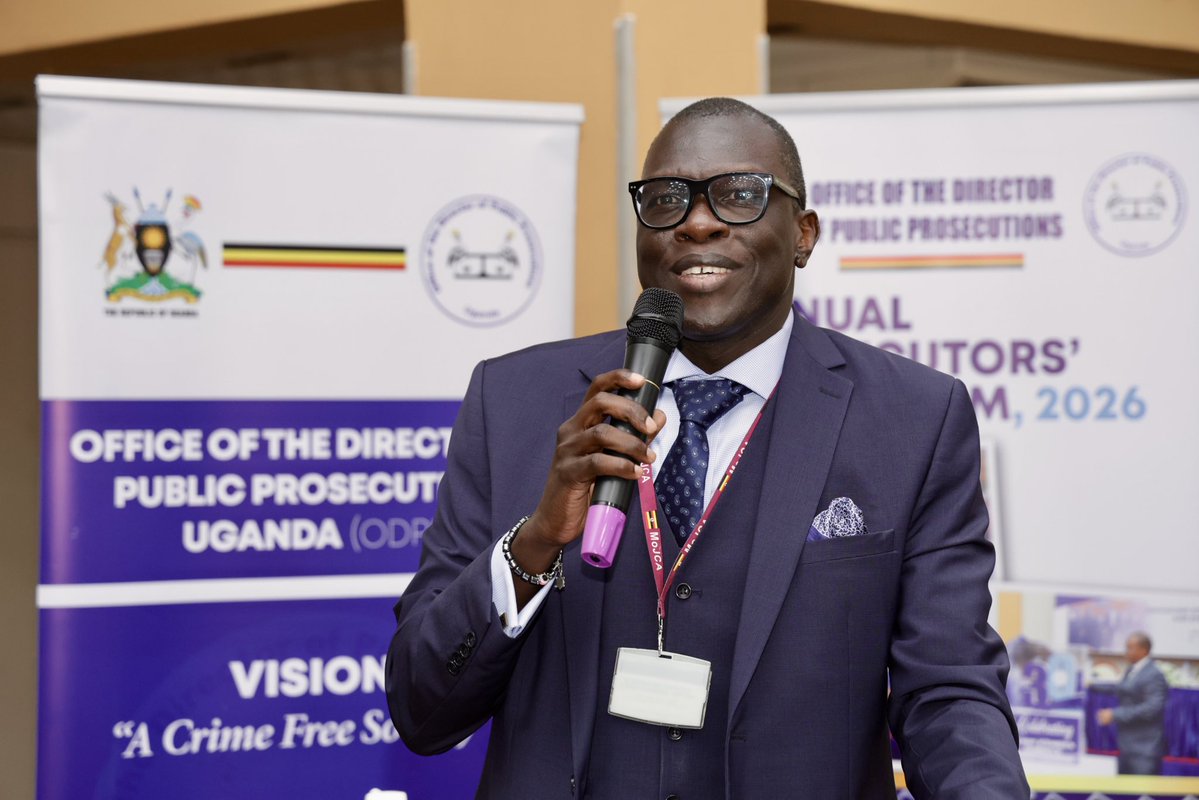 ODPPUGANDA's tweet photo. The 3-day Annual Prosecutors Symposium concluded at Hotel Africana, Kampala, bringing together over 400 prosecutors from across the country under the theme: “Enhancing Professionalism for Responsive Prosecution Services.”

While officially closing the symposium, the Deputy Solicitor General, Charles Ouma, congratulated the Office of the Director of Public Prosecutions on successfully organizing the event. He reminded prosecutors that their decisions greatly impact the lives of ordinary citizens and emphasized the need for fairness, justice and professionalism in executing their duties.

#ODPPUPDATE #ODPPUGANDA #APS2026 @IDLO @UNODCEastAfrica @JLOSUganda @TraffickingInst @odppuganda_ @NLinUganda @IJM_Uganda @RedeemIntl