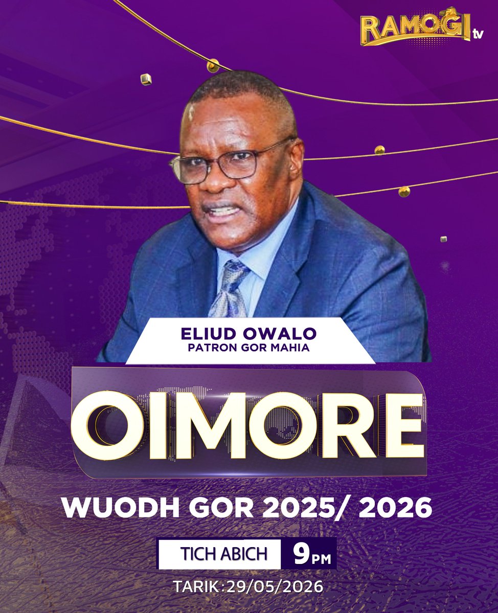 EliudOwalo's tweet photo. DISCUSSING GOR MAHIA ON RAMOGI TV TONIGHT

Tonight, make a date with me on Oimore Programme on Ramogi TV as I unpack Gor Mahia’s remarkable journey and key milestones in a season that saw K’Ogalo once again emerge the best club in Kenya.

As the club patron, I take immense pride in this historic achievement — winning a record-extending 22nd league title. I will also share the roadmap ahead and what must be done as the club shifts focus to continental football - the CAF Champions League.

Expect a gripping, insightful and passionate conversation about the present and future of Gor Mahia.

Don’t miss it. Keep it locked on Ramogi TV from 9PM tonight.

#Kogalo
#GreenArmy