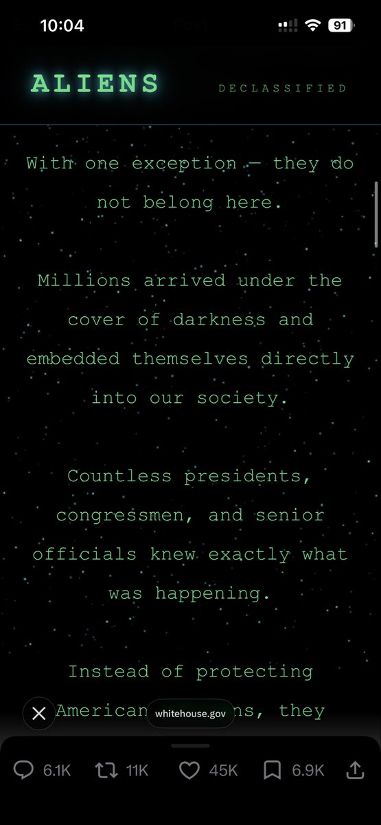 AdamAppleXx's tweet photo. @OwenShroyer1776 Here’s the rest, and it’s about immigration, not ET. https://t.co/RUGAHvXsXB