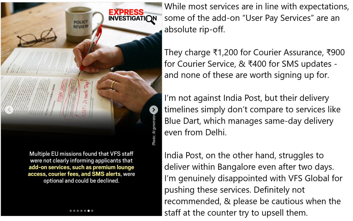 Deekam99's tweet photo. What should’ve been a smooth process, even after the Embassy kindly opened a slot, turned into a mess. @VFSGlobal charges a premium but can’t even handle basic coordination. Atrocious fees, pathetic service. This investigation exposes exactly what’s broken.
@IndianExpress https://t.co/dipjLbAoto