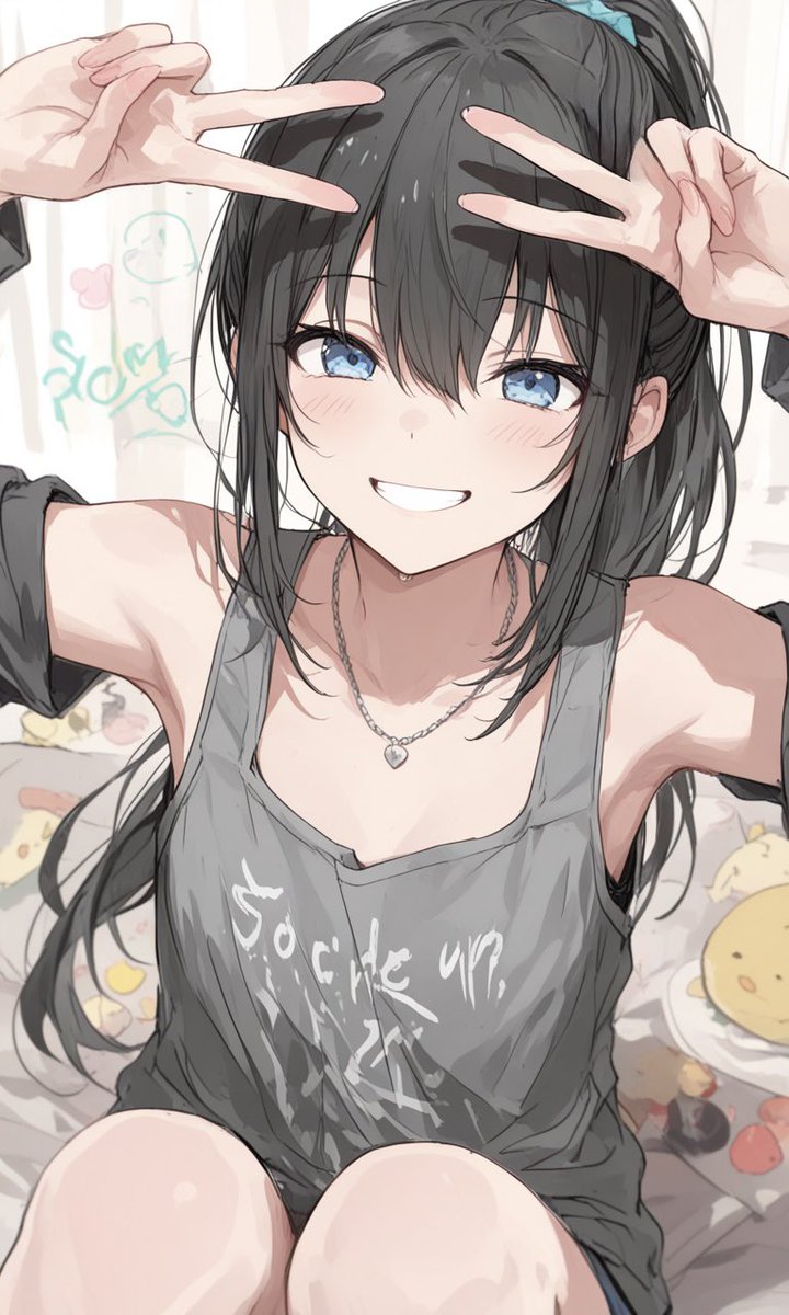 kawaiiaiflower's tweet photo. 黒髪ポニテちゃんぶい✌️ https://t.co/pC80dZaNSE