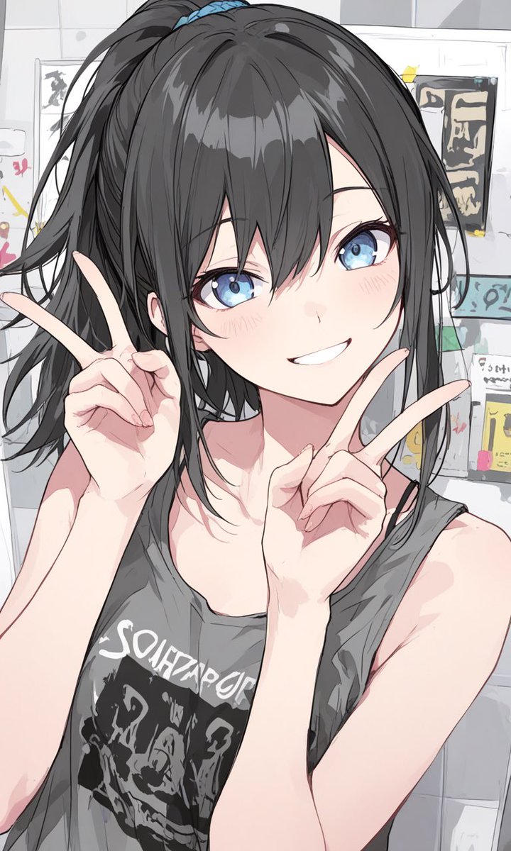 kawaiiaiflower's tweet photo. 黒髪ポニテちゃんぶい✌️ https://t.co/pC80dZaNSE