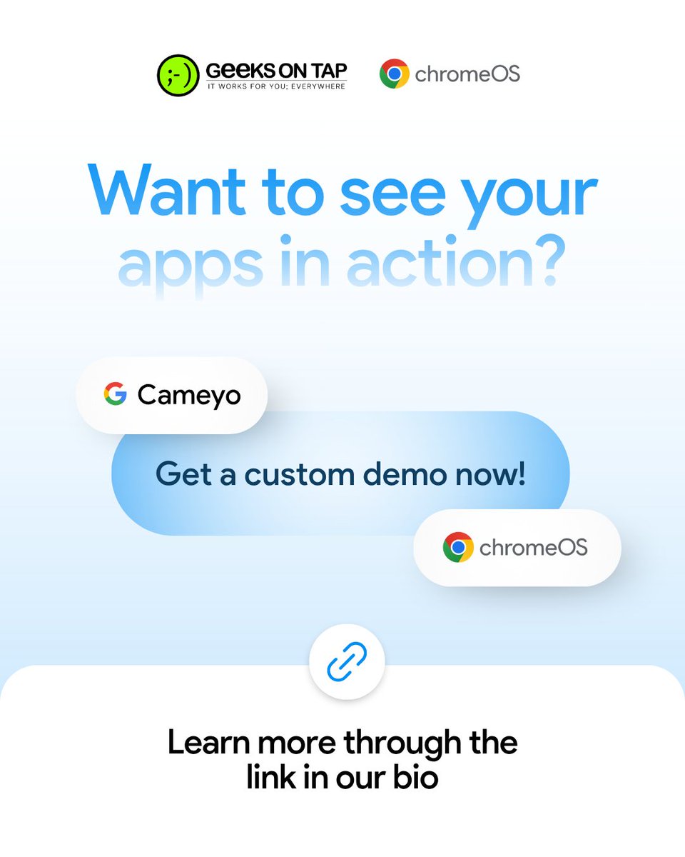 gotap's tweet photo. Still waiting 5 minutes for a virtual desktop to load? With Cameyo + ChromeOS, your legacy Windows apps launch instantly. No portals, no "desktop-in-a-desktop," &amp; zero lag. Demo at https://t.co/3ZBcbBC5T4 #UserExperience #ChromeOS #Cameyo #GoogleCloud #DigitalTransformation https://t.co/wUtJAVONU1