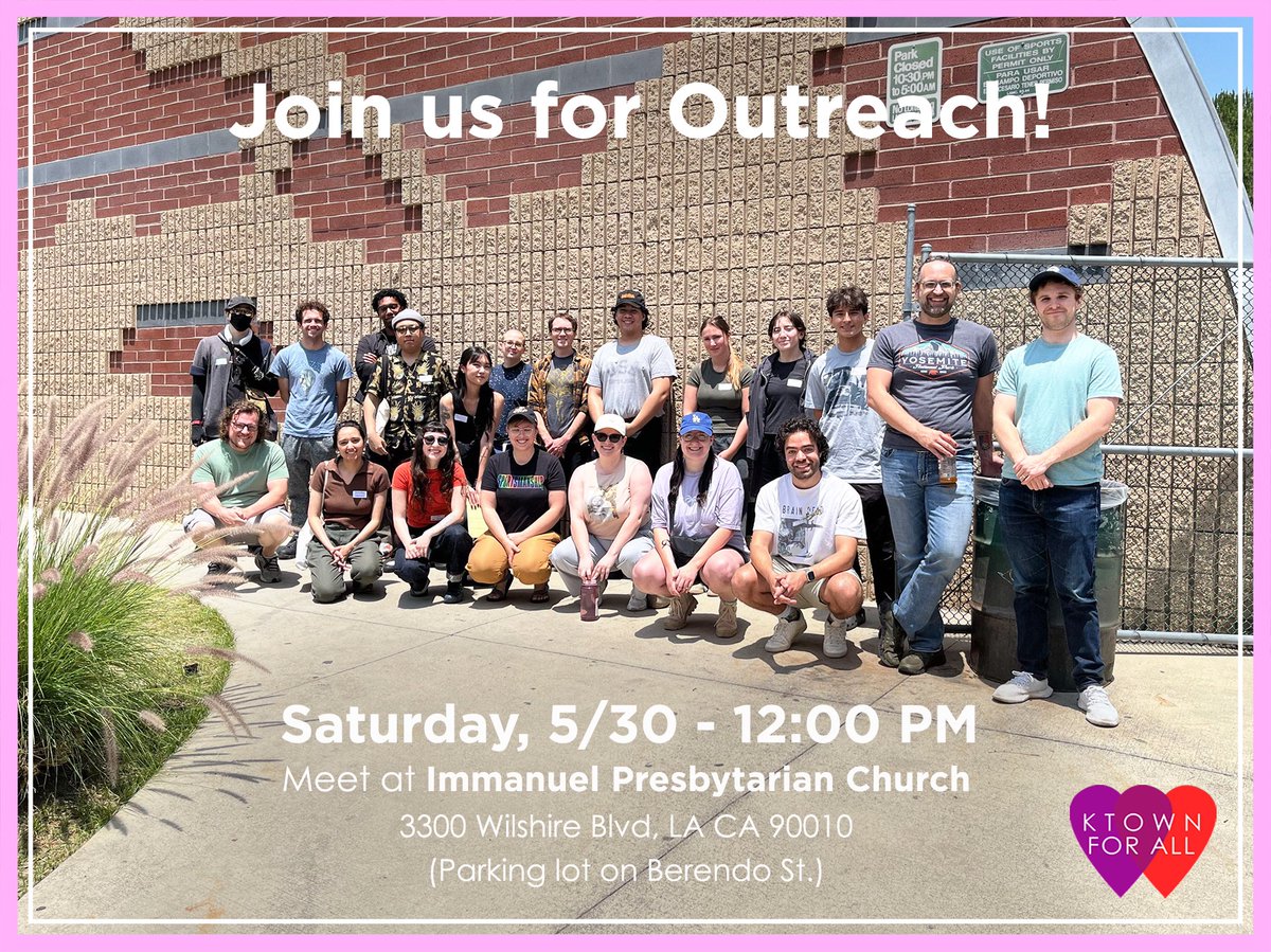 KtownforAll's tweet photo. Join us for outreach! We always go over our guidelines, and if you’re new, we’ll make sure you’re in a group with experienced volunteers - all you need to do is show up! We meet in the Immanuel Presbyterian parking lot at 12pm (you can park in the lot!)
See you there! https://t.co/lfmLZvUlqJ
