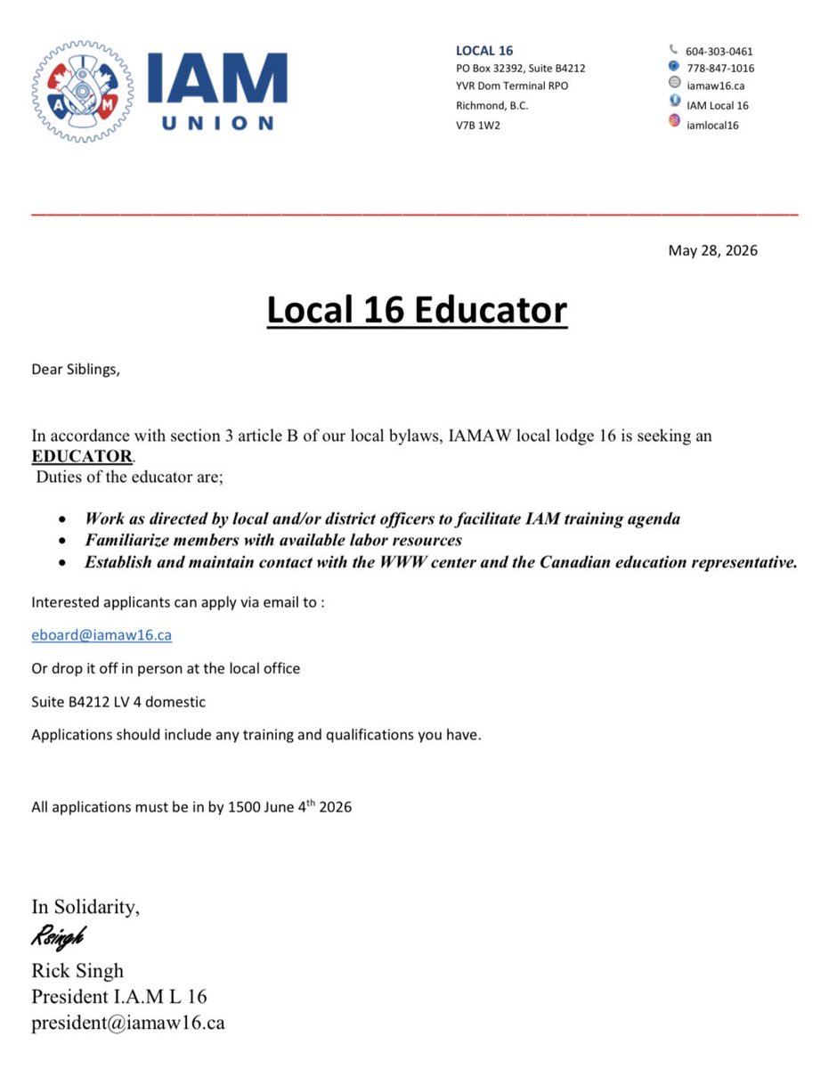 iamll16's tweet photo. SECURE AVIATION TRANSPORT LOCAL 16 – Local 16 Educator / SECURE AVIATION TRANSPORT LOCAL 16 – Local 16 Communicator https://t.co/0wUCeadsDI #IAM #union #L16 #D140 #labour https://t.co/0AAgUnEEbb
