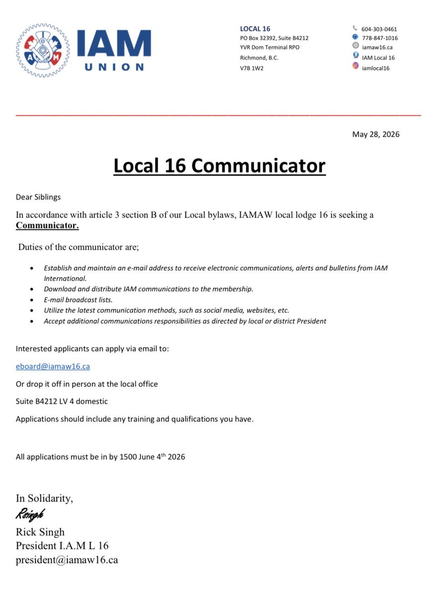 iamll16's tweet photo. SECURE AVIATION TRANSPORT LOCAL 16 – Local 16 Educator / SECURE AVIATION TRANSPORT LOCAL 16 – Local 16 Communicator https://t.co/0wUCeadsDI #IAM #union #L16 #D140 #labour https://t.co/0AAgUnEEbb