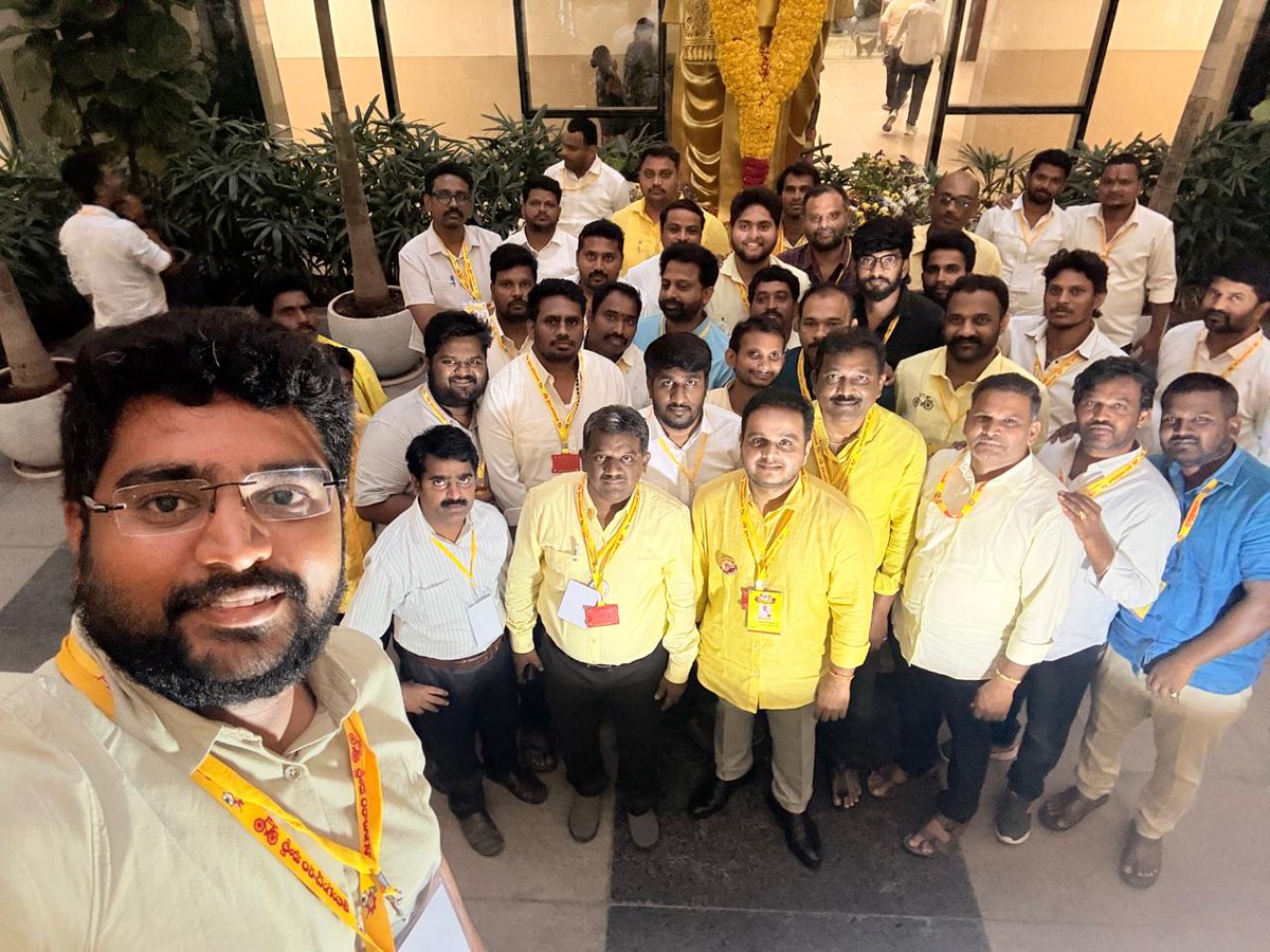 vijaychinthak's tweet photo. Mahanadu is not just an event it is an emotion that comes alive every year, bringing us together to celebrate with our cadre and creating memories that last a lifetime. From witnessing the Gandipet Mahanadu to experiencing today’s hybrid Mahanadu, this journey has been truly unforgettable.
I was born into TDP, and from the moment I gained awareness, I saw only the Yellow Flag. I still remember, during my father’s cycle yatra, I would proudly tie the Yellow Flag to my bicycle and chant “Jai TDP.” That was not just a childhood act it was the seed of a lifelong connection.
TDP is not merely a political party; it is an emotion that runs in our veins. Every person in this picture carries that same spirit. As we stood together for this photograph, we felt a void as if our beloved founder, NTR Garu, should have been right there with us. That feeling defines what TDP truly means to us.
Each one of us lives and breathes TDP our display pictures reflect it, our stories speak it, and our families take pride in it. This is not about religion or caste; this is about belonging.
We are not just supporters.
We are one family the TDP family.
#Mahanadu #JaiTDP #TDPFamily #YellowArmy #NTRLegacy #TeluguDesam #TDPEmotion #PartyWithPurpose #CadreStrength #PoliticalLegacy #PrideInTDP #CycleYatraMemories #AndhraPolitics #LeaderInspiration #OneFamily #NoCasteOnlyTDP #GrassrootsPower #TDPForever