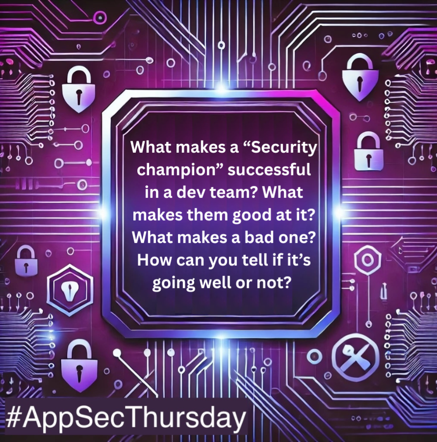 shehackspurple's tweet photo. What makes a “Security champion” successful in a dev team? What makes them good at it? What makes a bad one? How can you tell if it’s going well or not?
#AppSecThursday #talkAppSectome https://t.co/5SUWVqHm3I