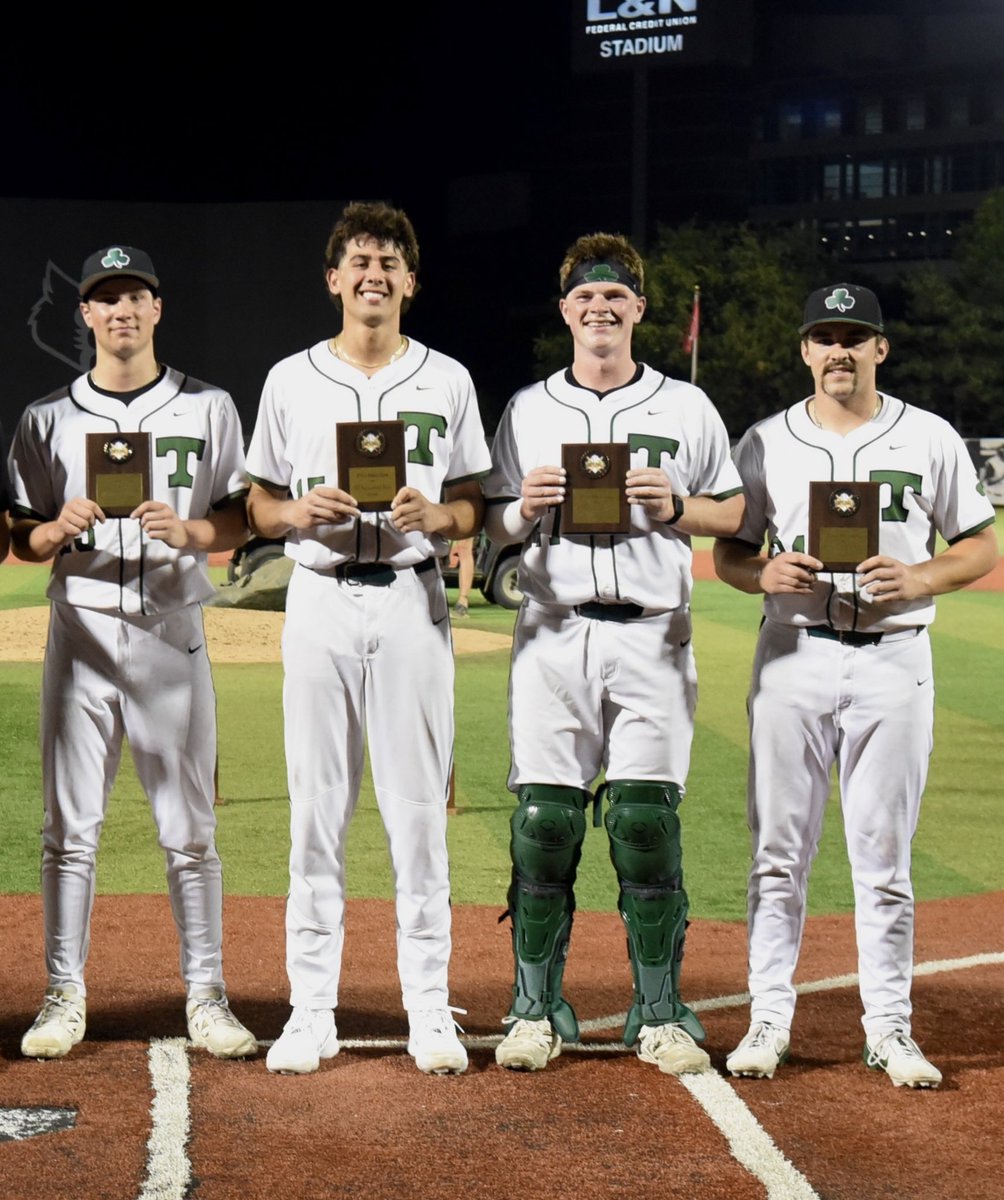 trinitysports's tweet photo. Trinity Baseball. 7th Region All Tournament Team.

(L-R) Grayson Willoughby, Max Phillips, Harper Haywood, Nolan Hosking. ☘️⚾️🏆 https://t.co/2HXxwHERCp