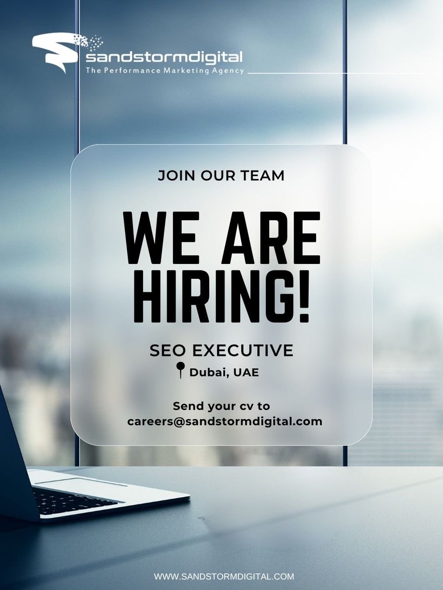 SandstormDigi's tweet photo. We’re hiring an SEO Executive to join Sandstorm Digital in Dubai. Looking for strong technical SEO skills across audits, schema, Core Web Vitals &amp; client delivery. CVs: careers@sandstormdigital.com

https://t.co/8UlhwtfUDr

#SEOJobs #DubaiJobs https://t.co/szzZ1dzEqT