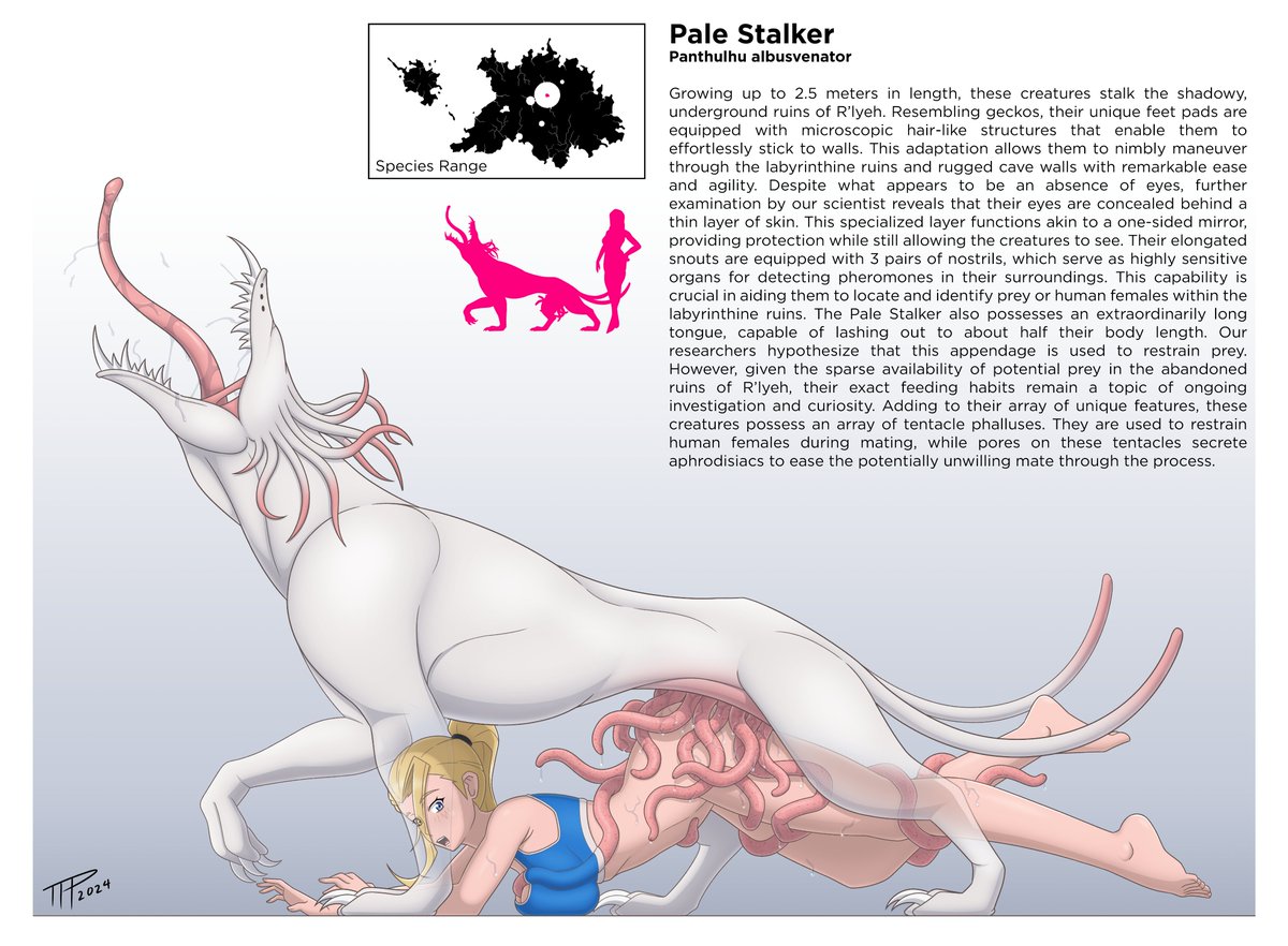 TheTProfessor's tweet photo. Storytime pt 9: Designing quadrupedal creatures was tough as I wasn’t familiar with their anatomy. I ended up referencing big cats and the image of Ultima weapon from FF7/8 came to mind while I was sketching the false centaur. What tentacle quadrupeds would you like to see? https://t.co/WVRWBQvByp