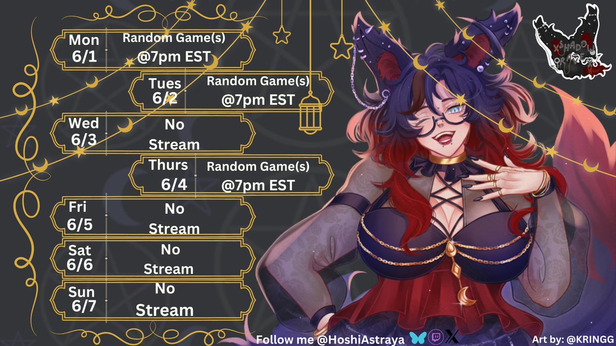 HoshiAstraya's tweet photo. I posted it in my server, but here's next week's schedule!!! https://t.co/AkV3RZNt07