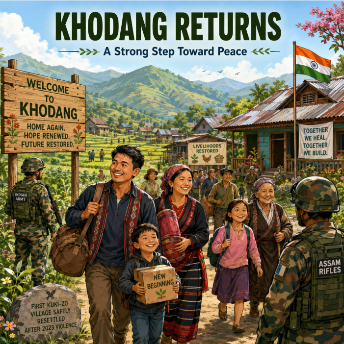 mightymanipur's tweet photo. Big news from #Manipur! 🏡

Under the vigilant watch of securityforces, Khodang becomes first Kuki-Zo village safely resettled since the 2023 violence, bringing villagers home &amp; restoring livelihoods.

A strong step toward peace &amp; hope. 🌿

#KukiZo #Peace #Community #ReturnHome https://t.co/TngMbslikK