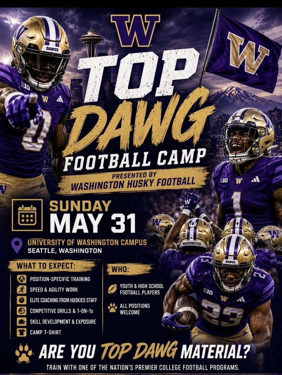 AlexPrince_52's tweet photo. Excited to compete at the @UW_Football Top Dawg Camp this Sunday! https://t.co/3Jo4gduk3c