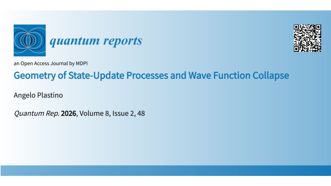 QMdpi's tweet photo. 📄 Geometry of State-Update Processes and Wave Function Collapse

✍️ Angelo Plastino

🔗 https://t.co/xLqe0xIwgF

#QuantumPhysics #InformationGeometry #QuantumInformation #WaveFunctionCollapse #Entropy #TheoreticalPhysics #QuantumTheory #PhysicsResearch https://t.co/Azo44HMP67