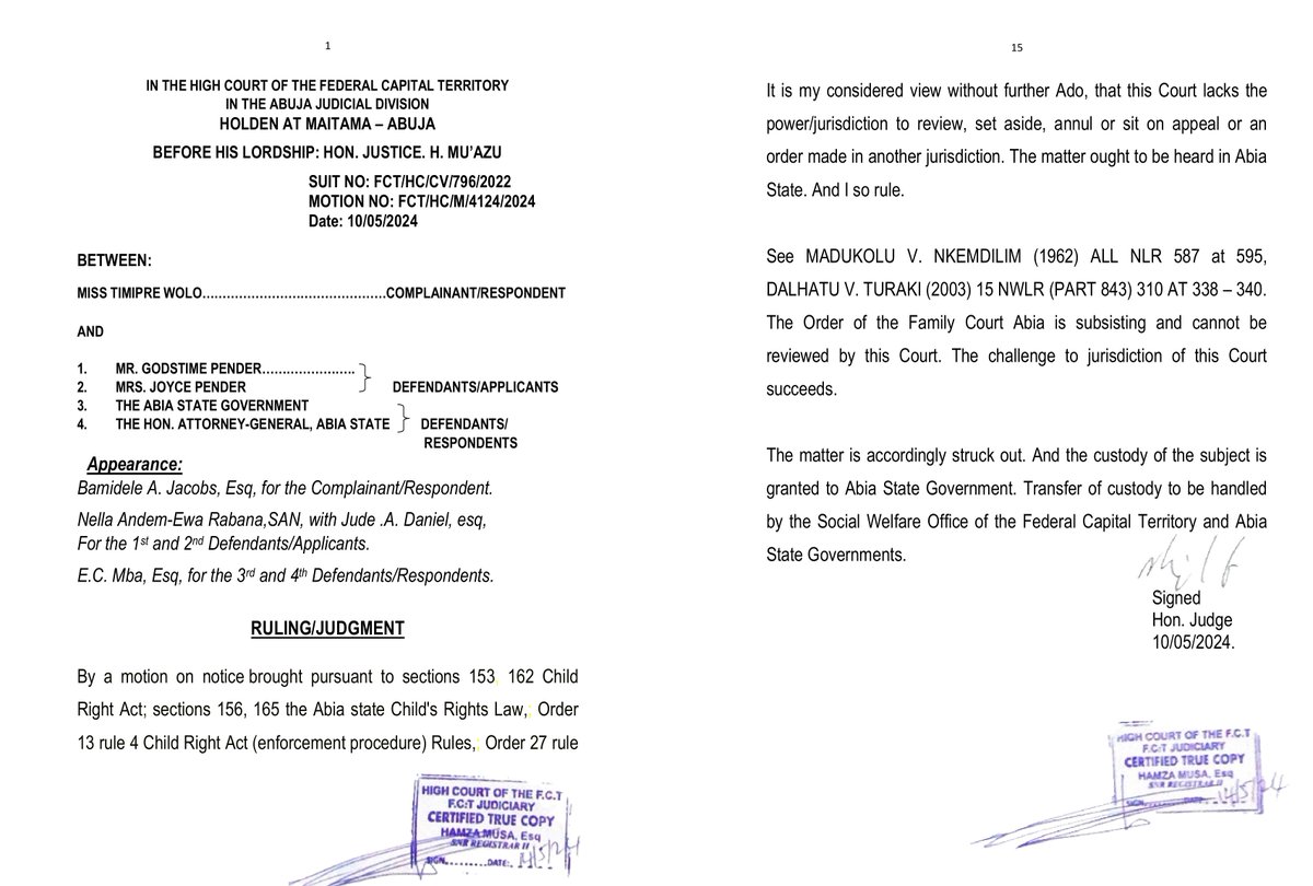 Attorney_ng's tweet photo. Dear @timiprewolo
My efforts to reach you through your lawyers have failed. That’s why I’m making this open appeal.  I was taken aback to see posts by @emmaikumeh, @TheoAbuAgada and @exolablog247, plus news reports on @ARISEtv and @tvcnewsng.
All of this, whoever is behind it, is needless and avoidable.
Please do the needful and reunite this little girl with her true family. Let wise counsel prevail — for her sake, further appeal to the Apex Court (if any) regardless.
Warm regards.
Jude