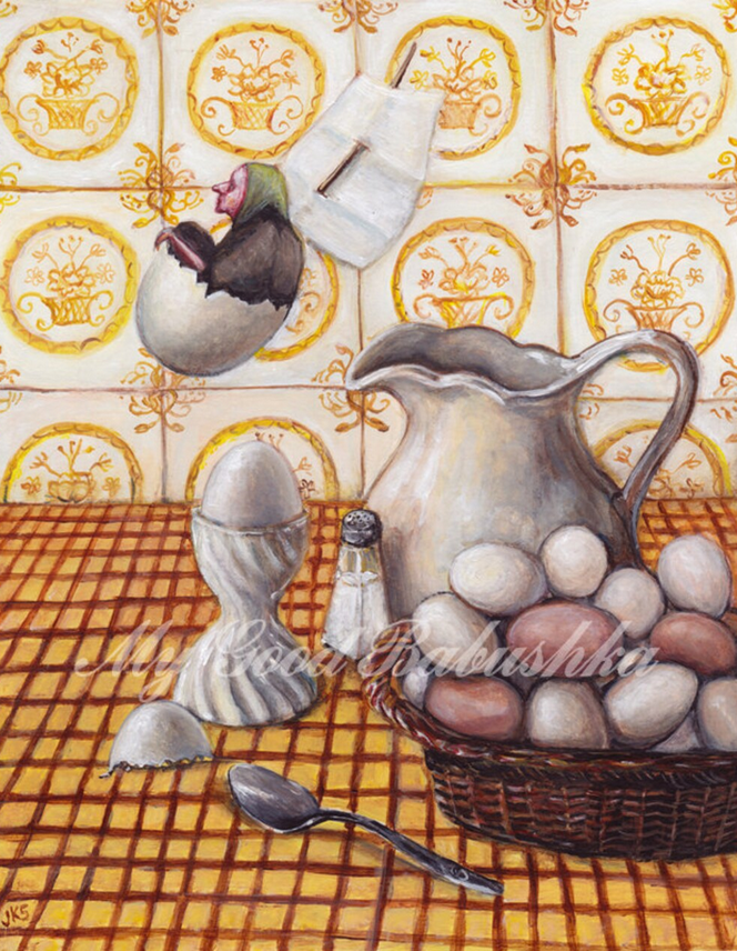 JulieKSchuler's tweet photo. The Witch Sailed Away in the Eggshell
art print

https://t.co/zrFzyLWuAi

#painting #kitchen #surrealism #artprint #witch #eggs #eggshell #folklore #fairytaleart https://t.co/evE03CALkr