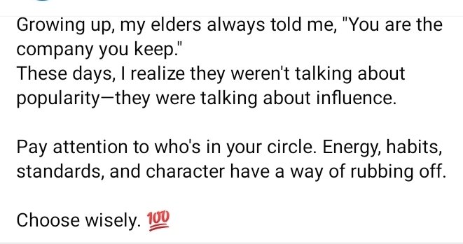 SCBL_'s tweet photo. The people you choose to associate with say a lot about your character and your standards. The company you keep matters! https://t.co/9dyNA9qvno