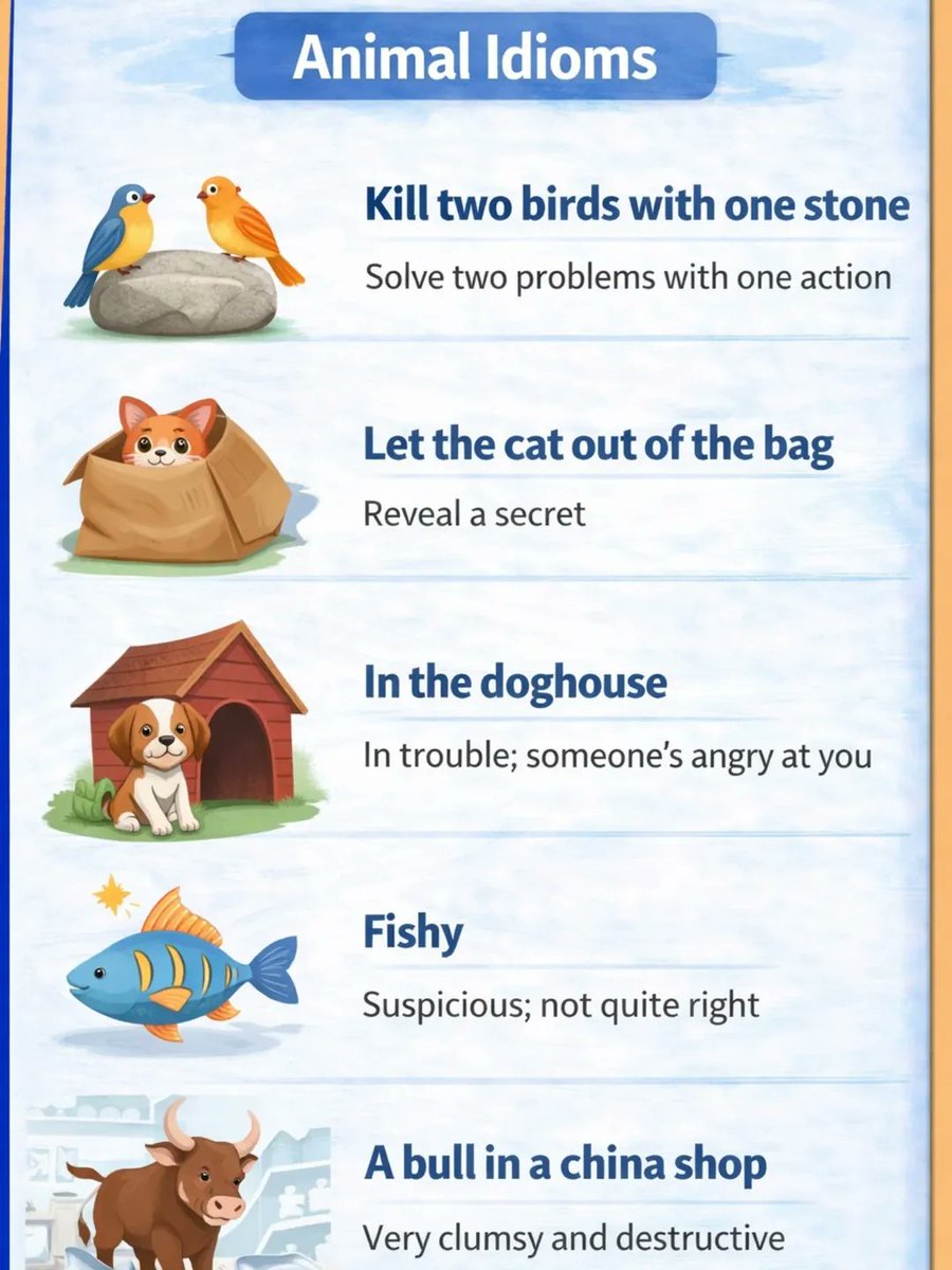 WordUpgrade's tweet photo. Animal Idioms. https://t.co/CInMcYa2an