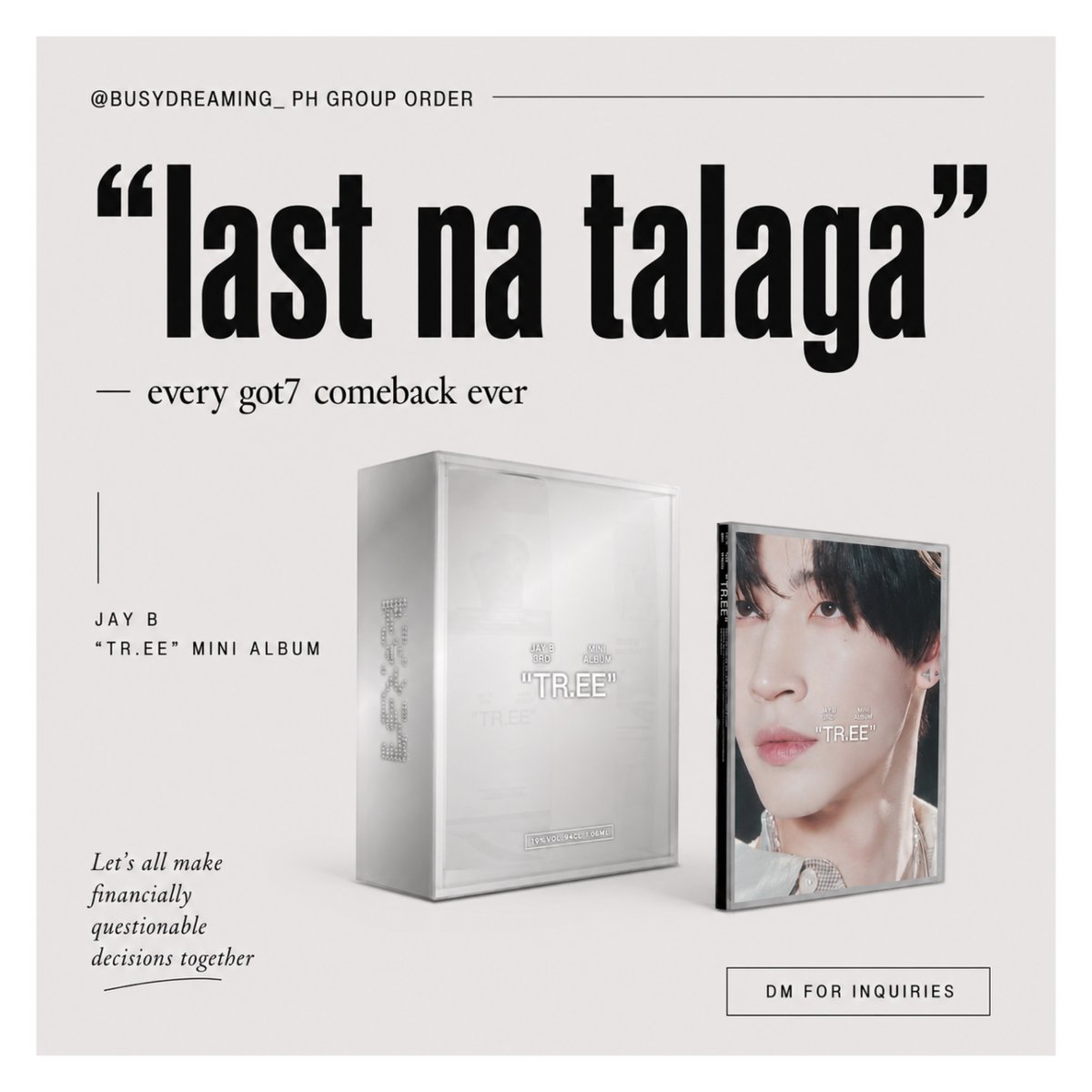 busydreaming_'s tweet photo. wts / lfb jayb  jay b https://t.co/7qODepgRbq ph go 🌱   

“last na talaga” 
 — the biggest lie ever told in ahgase history   

Interlude + POB - Php 900 (Php 860 first 10) 
Interlude Only - Php 600  
Meditation Only - Php 1950   

📝https://t.co/MiuVOIR4Qr https://t.co/6I5TMaDpzm