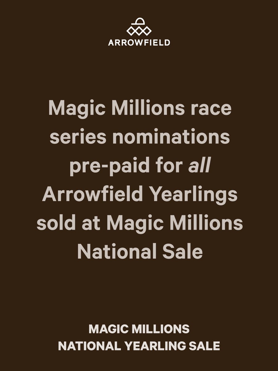 ArrowfieldStud's tweet photo. Another good reason to purchase an Arrowfield Yearling at the Magic Millions National Yearling Sale! View our draft here: https://t.co/jJxZgOIw2T https://t.co/7g4dIxZGm2