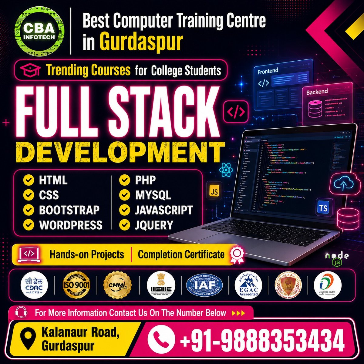 CbaInfotech's tweet photo. 🚀 **Turn Your Passion for Coding into a Career!** 💻✨

Join **CBA Infotech, Gurdaspur** and master the skills that companies are hiring for! Learn **Full Stack Development** with hands-on projects, industry-recognized certification, and practical training from experts. 🌟 https://t.co/z6ixKxWaRO