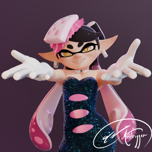 Musetrigger's tweet photo. You guys like my Squid Sisters models that much? Here's the sillier one. Callie is so sweet and adorable, even when she's filled with rage.

Happy 11th Anniversary to Splatoon! https://t.co/BwMxZlCRem