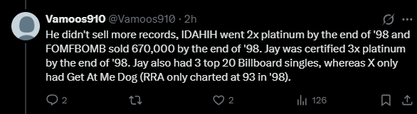 Vamoos910's tweet photo. @_SLIMreaper @elPz8612 @TheRocSupremacy @KhalilMacc_ I said he didn't chart Top 40 with any of his IDAHIH singles outside of Get at me Dog until after his passing, because that is the general metric used to measure whether a song was a crossover hit. You're literally lying for no reason, the thread is there. https://t.co/kkyMv4Lu7r