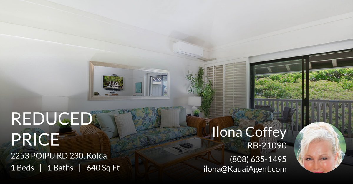 ilonarc's tweet photo. This 1 bedroom home could be yours! Call me at (808) 635-1495 to schedule a showing.

Ilona Coffey Realtor Broker
Coldwell Banker Island Properties
808-635-1495
ilona@KauaiAgent.com
https://t.co/QbkNR2r1Np https://t.co/VTie2GEKGp https://t.co/268qkyqWtz
