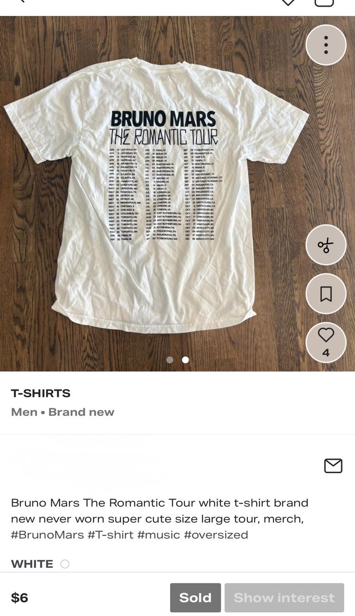 LoveBrunz's tweet photo. Romantic Tour T Shirt for $6 bucks brand new wow…. https://t.co/8wY6EudLBy